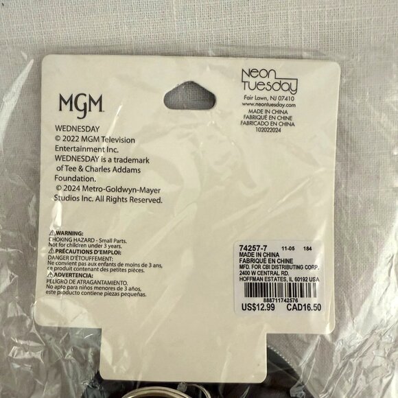 Exclusive Claires Wednesday Addams Keychain Bag Black Stripe Detail Neon Tuesday - Picture 5 of 8